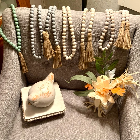 Wood Bead Garland with Tassels #1 - Picture 6 of 6